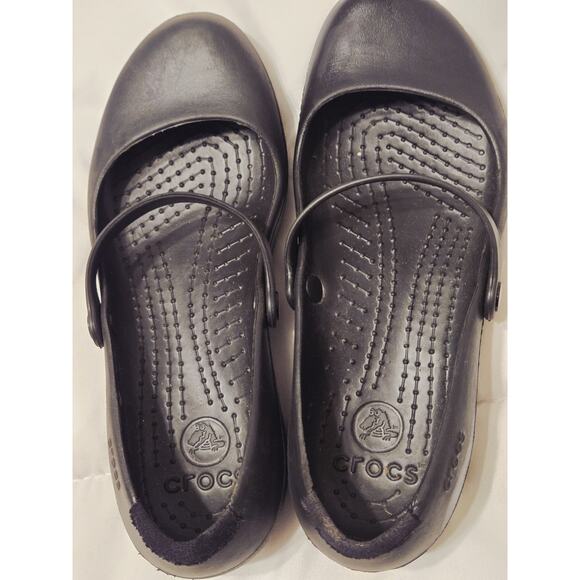 Crocs Womens Shoes Flats Sz 6 Alice Mary Jane Brown Strap Slip On Comfort EUC - Picture 3 of 5